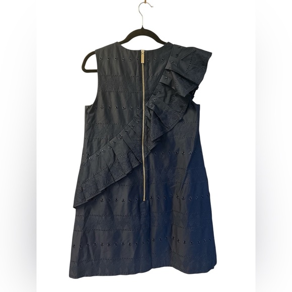 Ted Baker Mahlene Eyelet Embroidered Ruffle Cotton Shift Dress in Navy - Picture 5 of 10